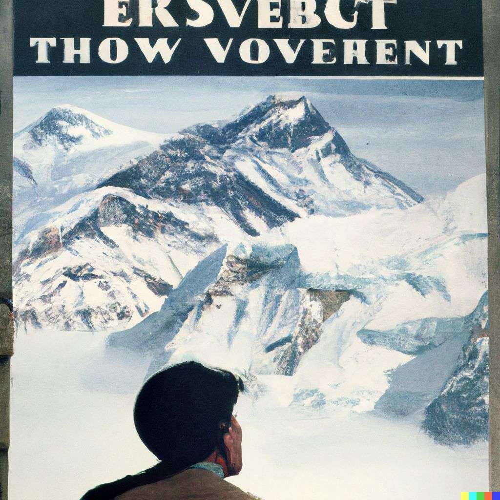 someone gazing at Mount Everest, front page of The New York Times, 1980